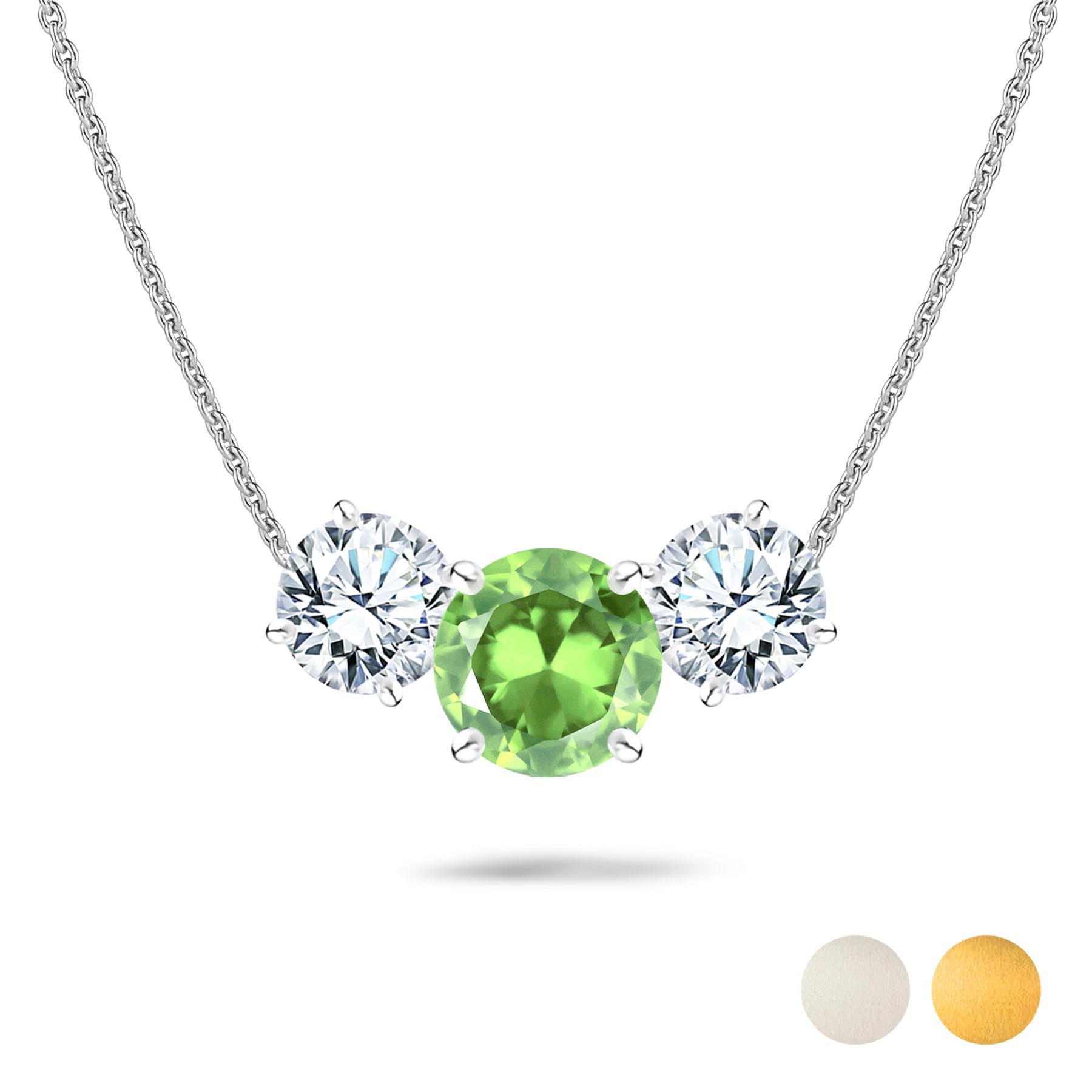 2.75 Carat August Birthstone Necklace - with Crystal Made with Swarovski - Round Cut Three Stones Pendant in White Gold Plating