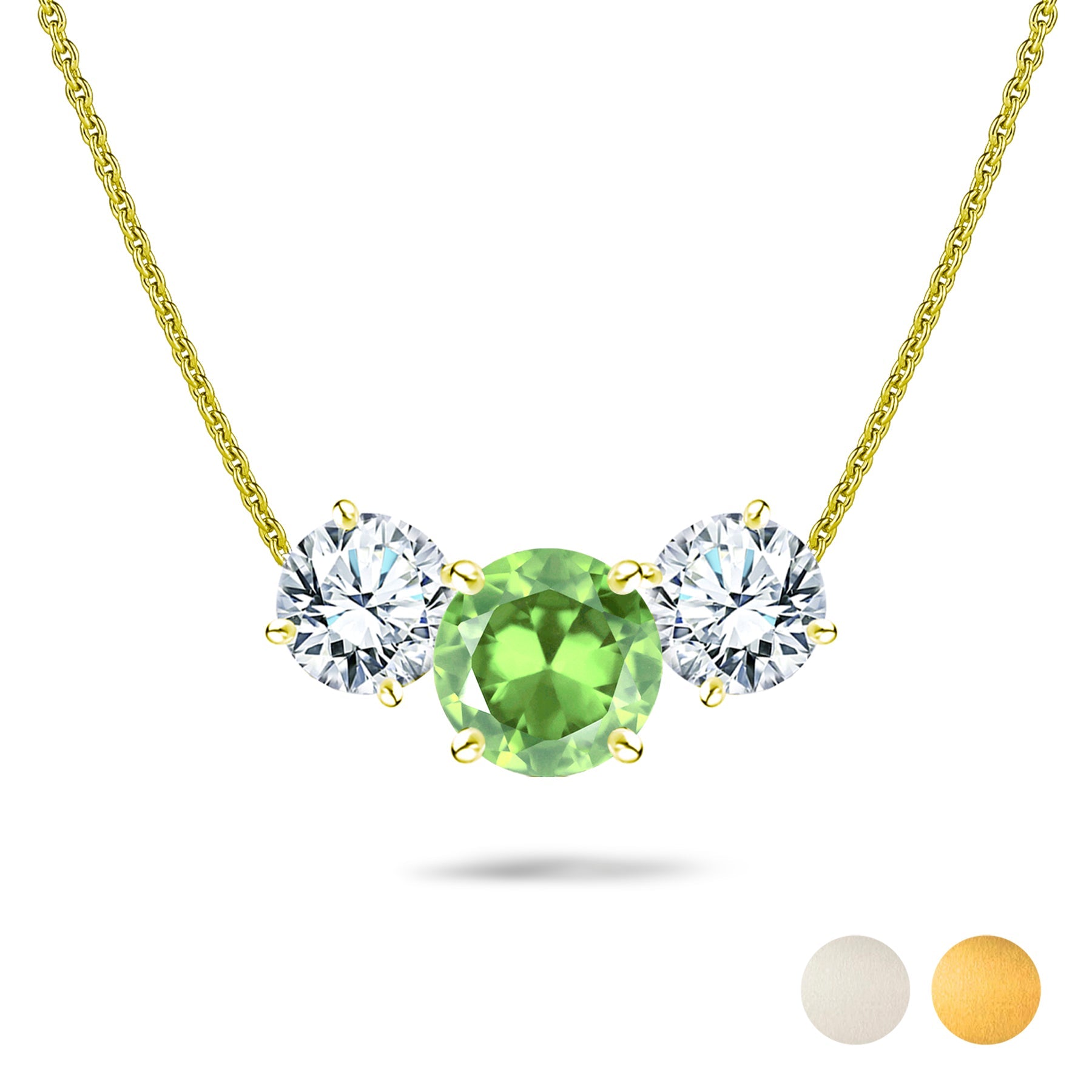 2.75 Carat August Birthstone Necklace - with Crystal Made with Swarovski - Round Cut Three Stones Pendant in White Gold Plating