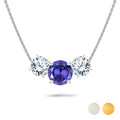 2.75 Carat June Birthstone Necklace - with Crystal Made with Swarovski - Round Cut Three Stones Pendant in White Gold Plating