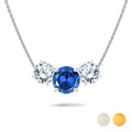 2.75 Carat September Birthstone Necklace - with Crystal Made with Swarovski - Round Cut Three Stones Pendant in White Gold Plating
