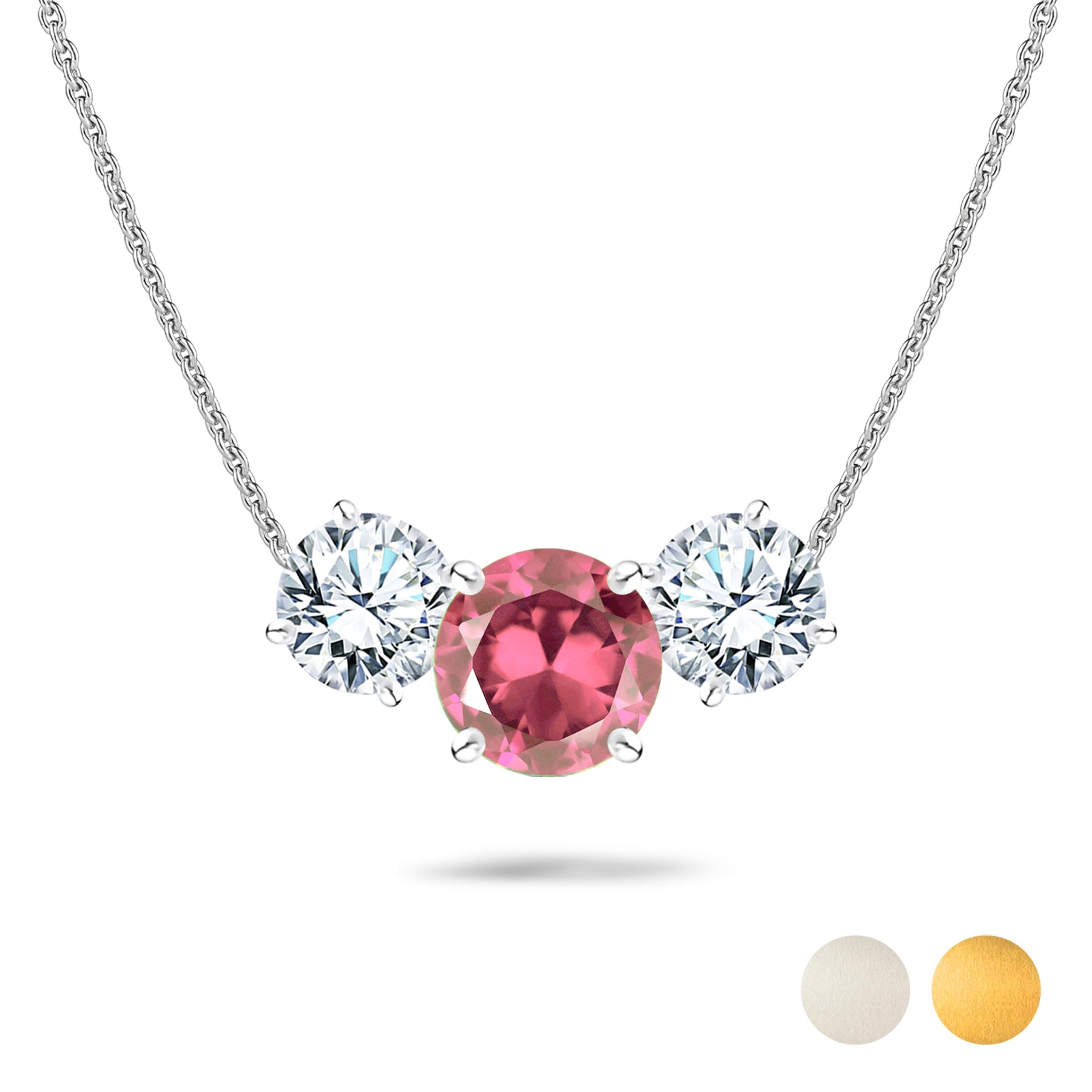 2.75 Carat October Birthstone Necklace - with Crystal Made with Swarovski - Round Cut Three Stones Pendant in White Gold Plating