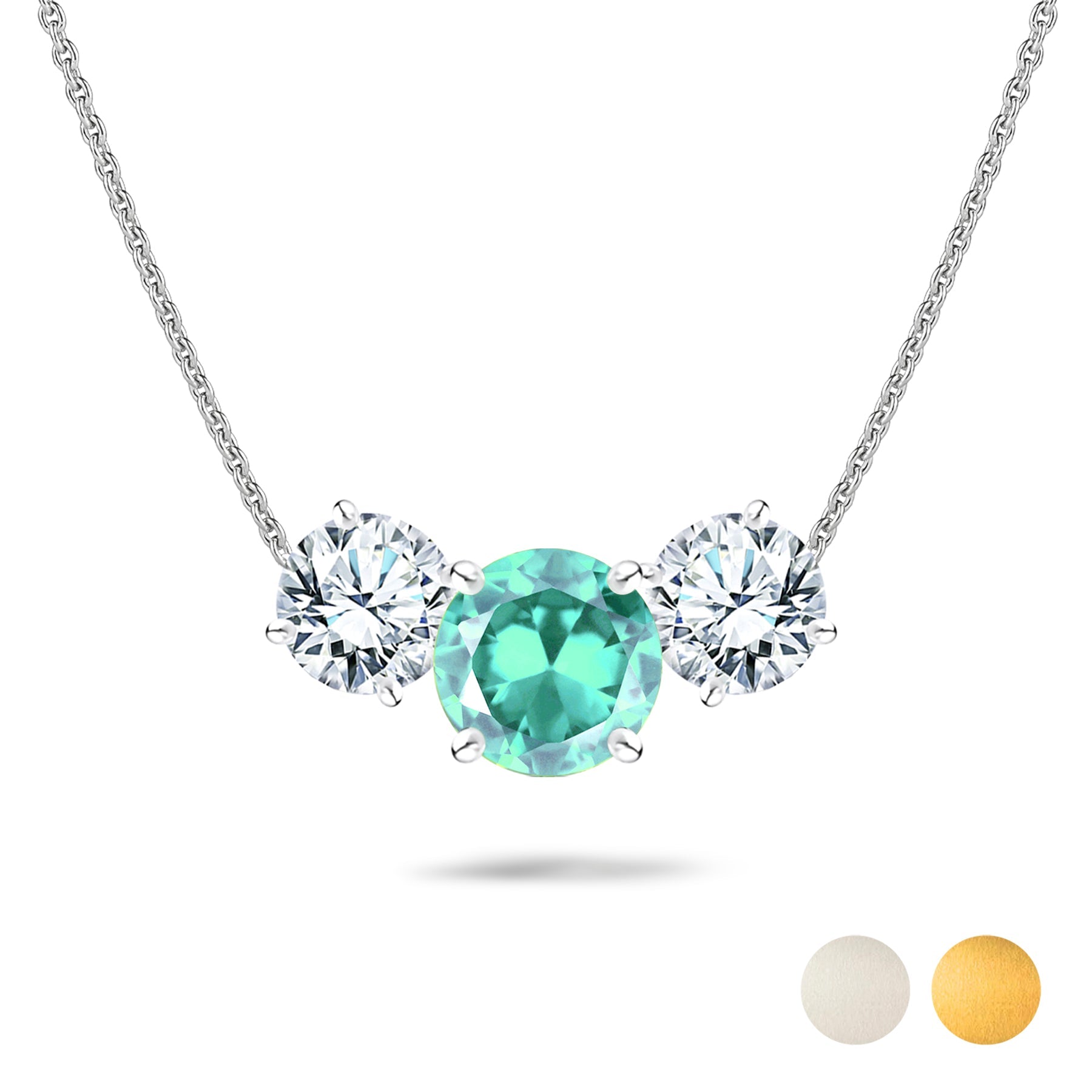 2.75 Carat December Birthstone Necklace - with Crystal Made with Swarovski - Round Cut Three Stones Pendant in White Gold Plating