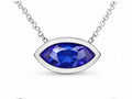 JeenMata 3.6 Carat September - Sapphire Birthstone Marquise Cut Bezel Set Pendant Necklace - in 18K White Gold Plating for Women