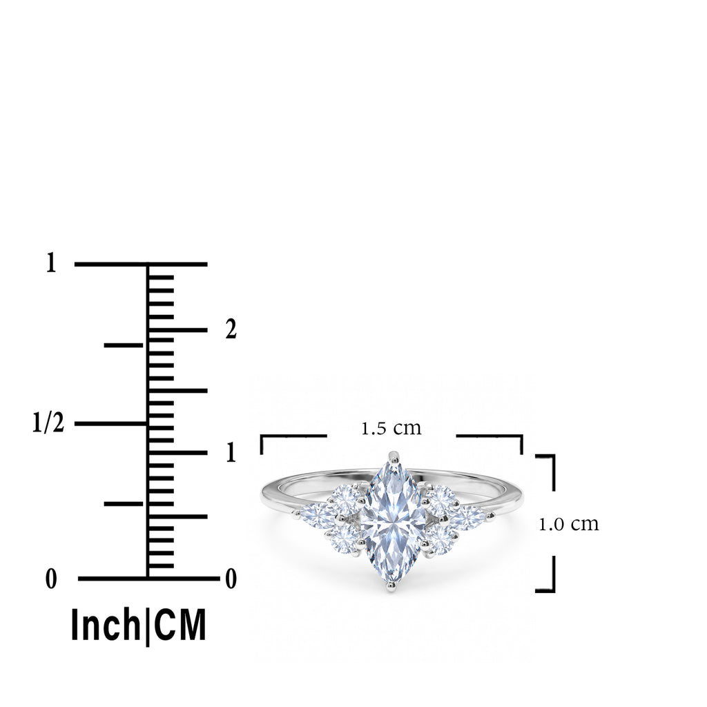 JeenMata 1.5 Carat Marquise Cut Lab Grown Diamond - Engagement Rings in 18K White Gold Plating for Women