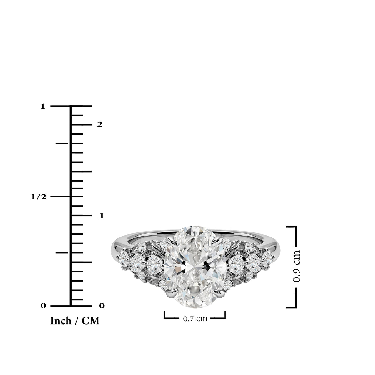 JeenMata 2.5 Carat Oval Cut Moissanite - Multi-Stone Engagement Ring in 18K White Gold Plating for Women
