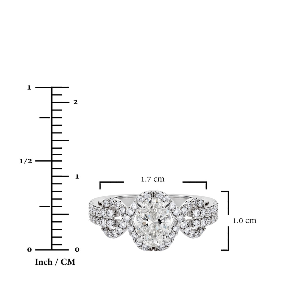JeenMata 2 Carat Oval Cut Lab Grown Diamond - Engagement Rings in 18K White Gold Plating for Women