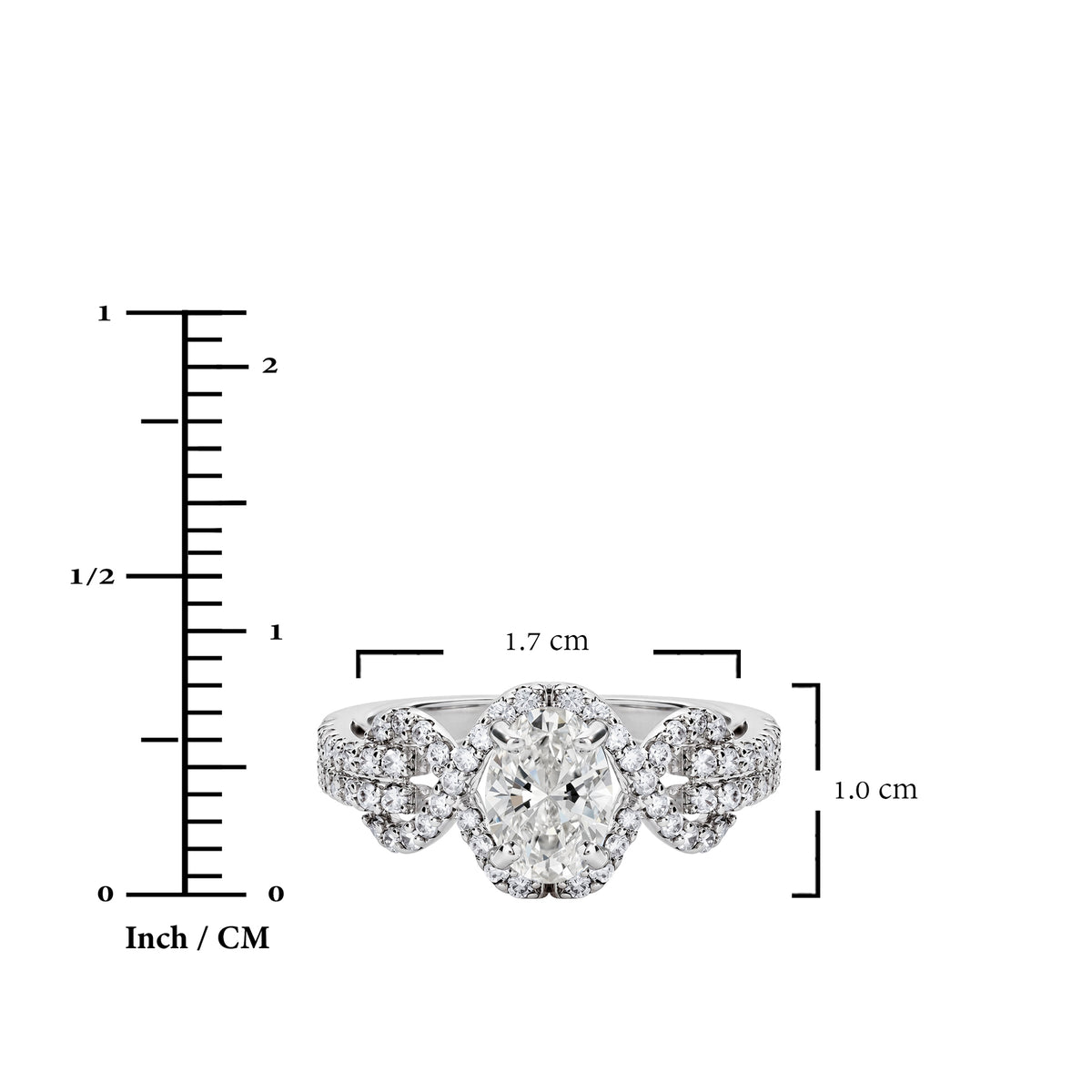 JeenMata 2 Carat Oval Cut Lab Grown Diamond - Engagement Rings in 18K White Gold Plating for Women