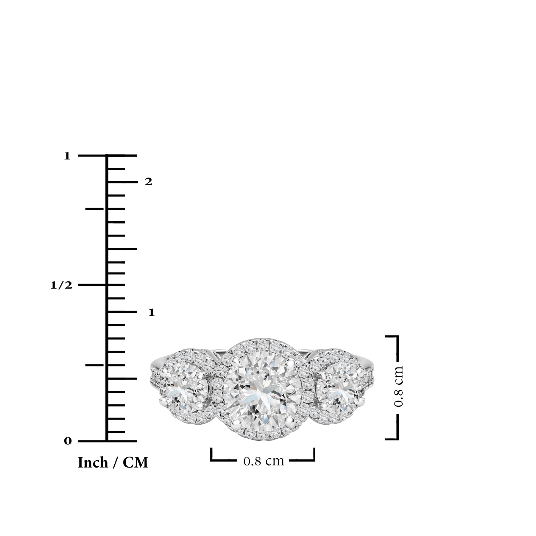 JeenMata 2.25 Carat Round Brilliant Cut Moissanite - Three Stone Engagement Rings in 18K White Gold Plating for Women