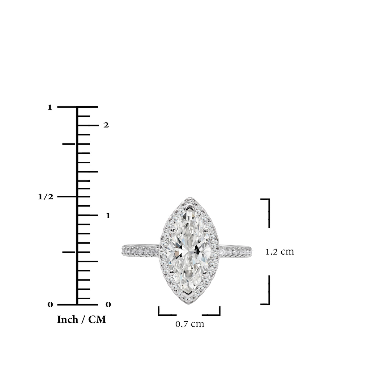 JeenMata 2.25 Carat Marquise Cut Moissanite Halo Engagement Ring for Women, Marquise Solitaire with Round Halo Accents in 18K White Gold Plating For Women