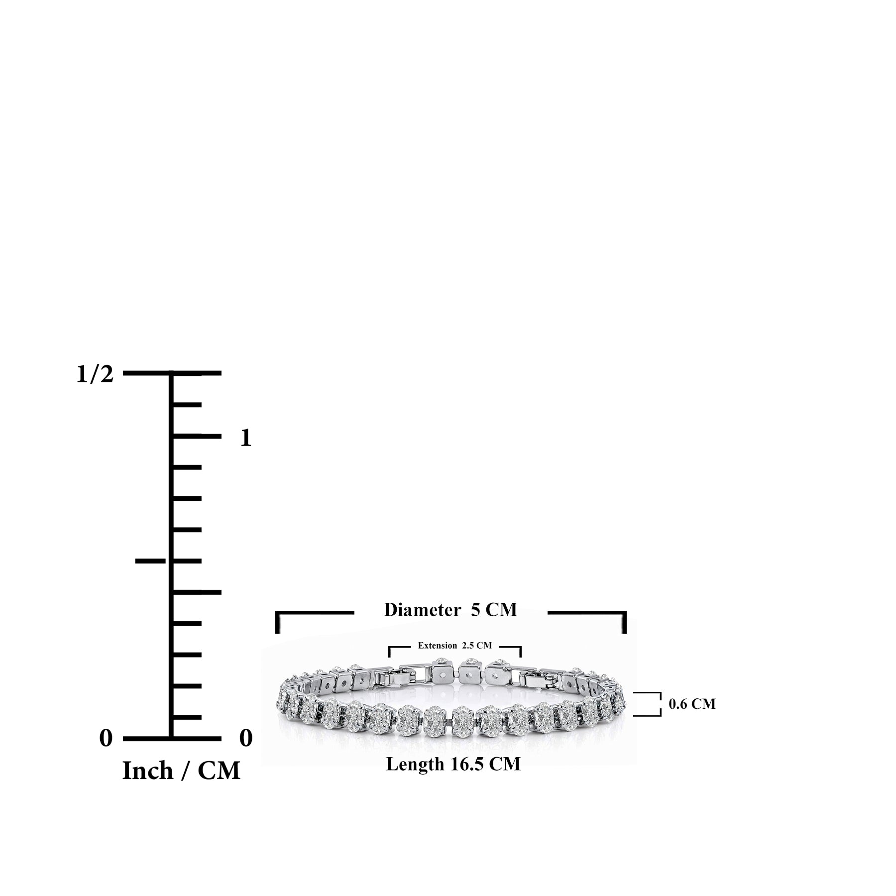 JeenMata 11 TCW January Garnet - Oval Cut Birthstone Tennis Bracelet for Women in Eternity Design - White Gold Plating, Female, Adult