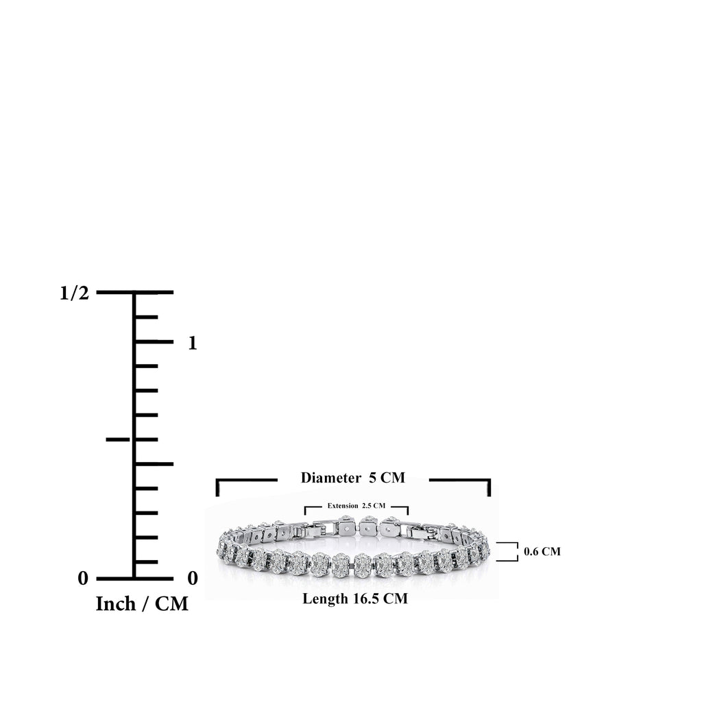 JeenMata 11 TCW July Ruby - Oval Cut Birthstone Tennis Bracelet for Women in Eternity Design - White Gold Plating, Female, Adult