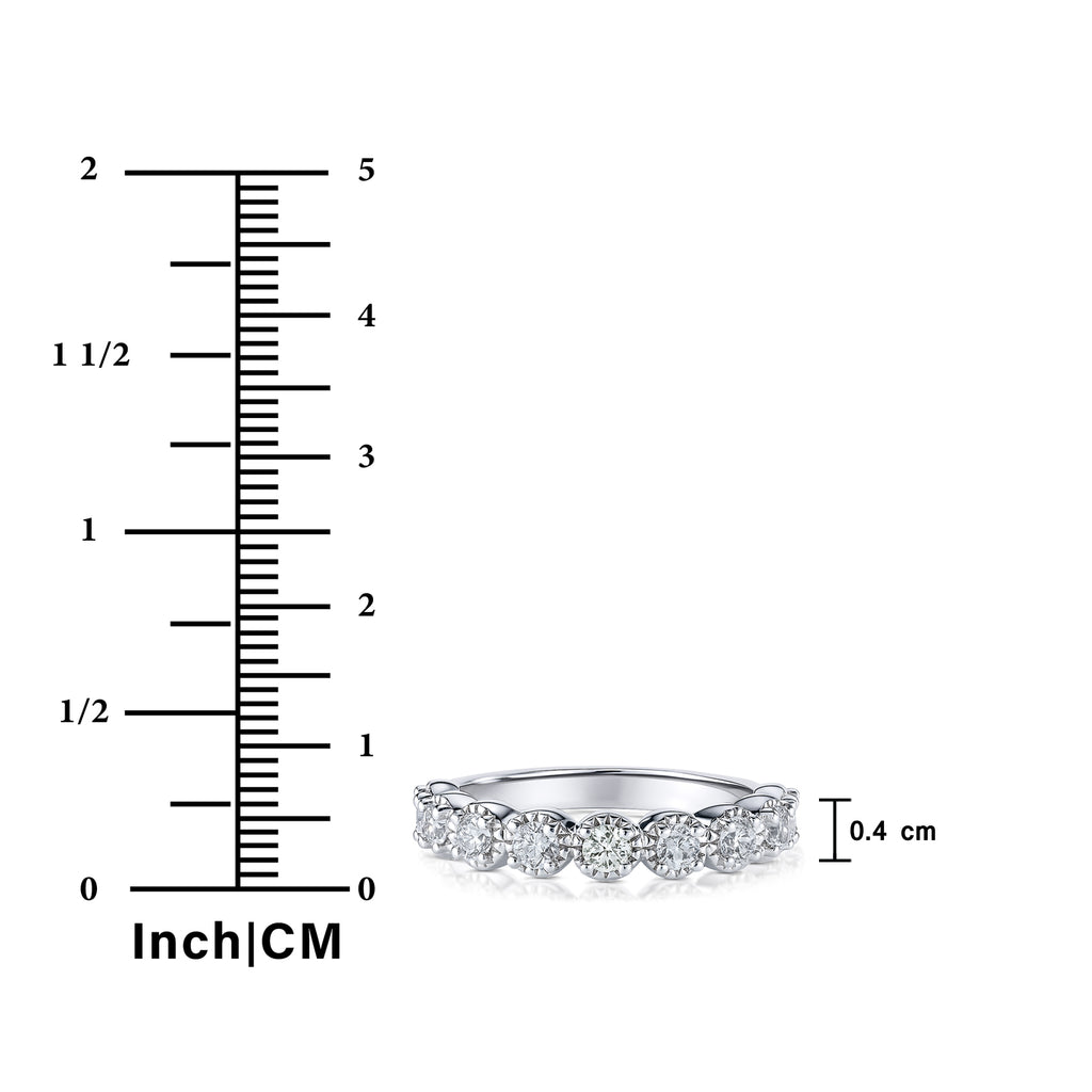 JeenMata Lab Grown Diamond Round Prong Set Vintage Wedding Band in 18K White Gold Plated for Women