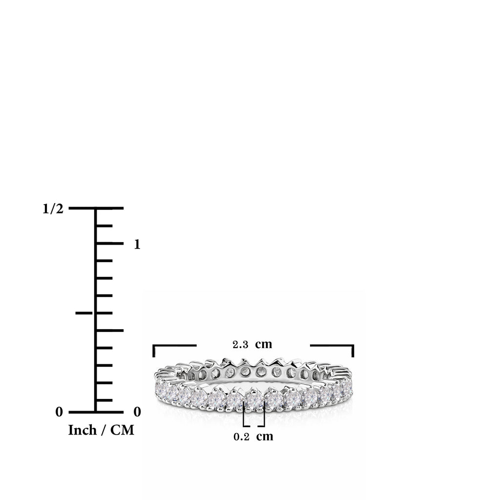 JeenMata 1 Carat Moissanite Round Cut Eternity Anniversary Ring - Classic Eternity Stackable Wedding Rings in 18K White Gold Plating for Women