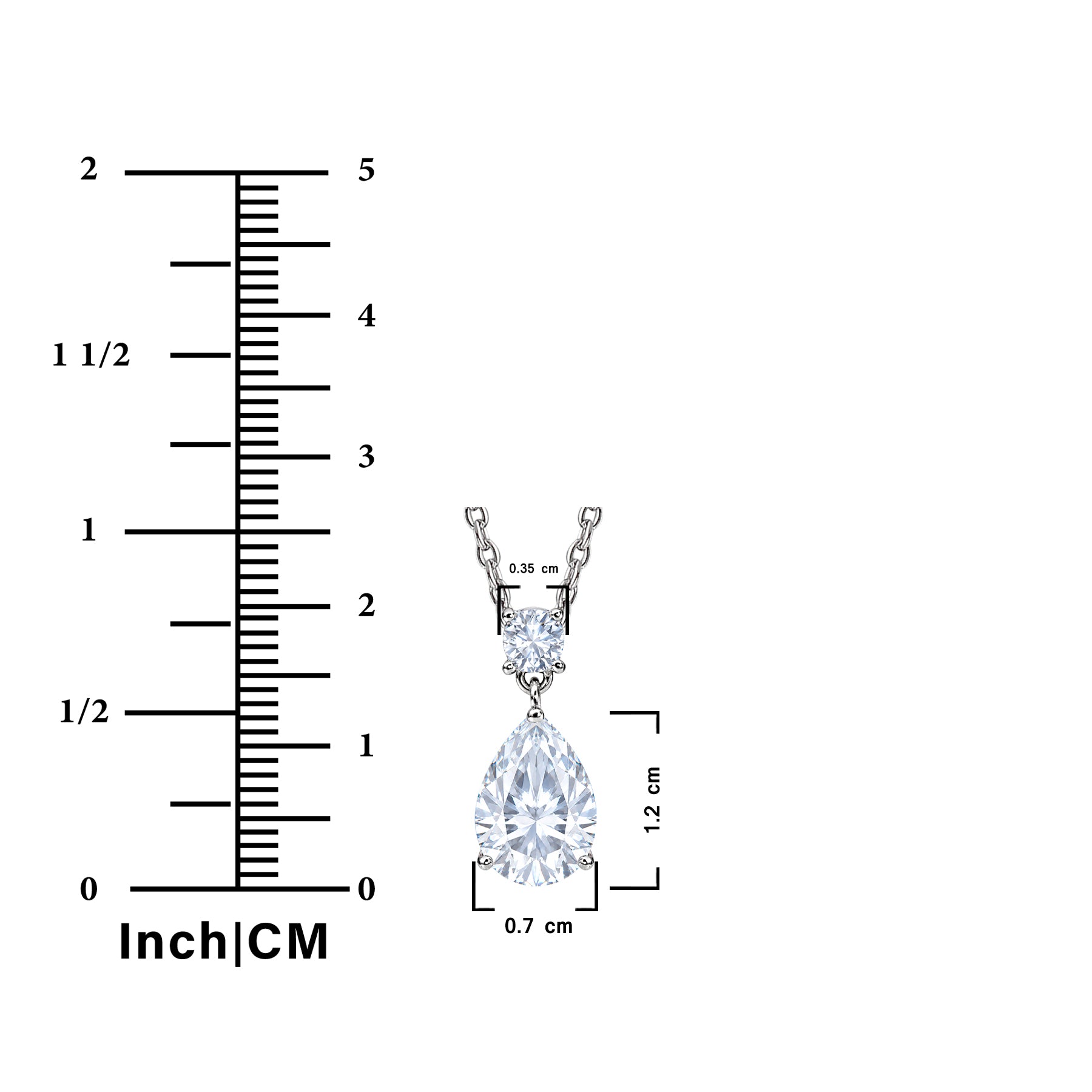 JeenMata 3.25 Carat Alexandrite June Birthstone - Round and Pear Cut Dangle Pendant Necklace in 18k White Gold Plated for Women