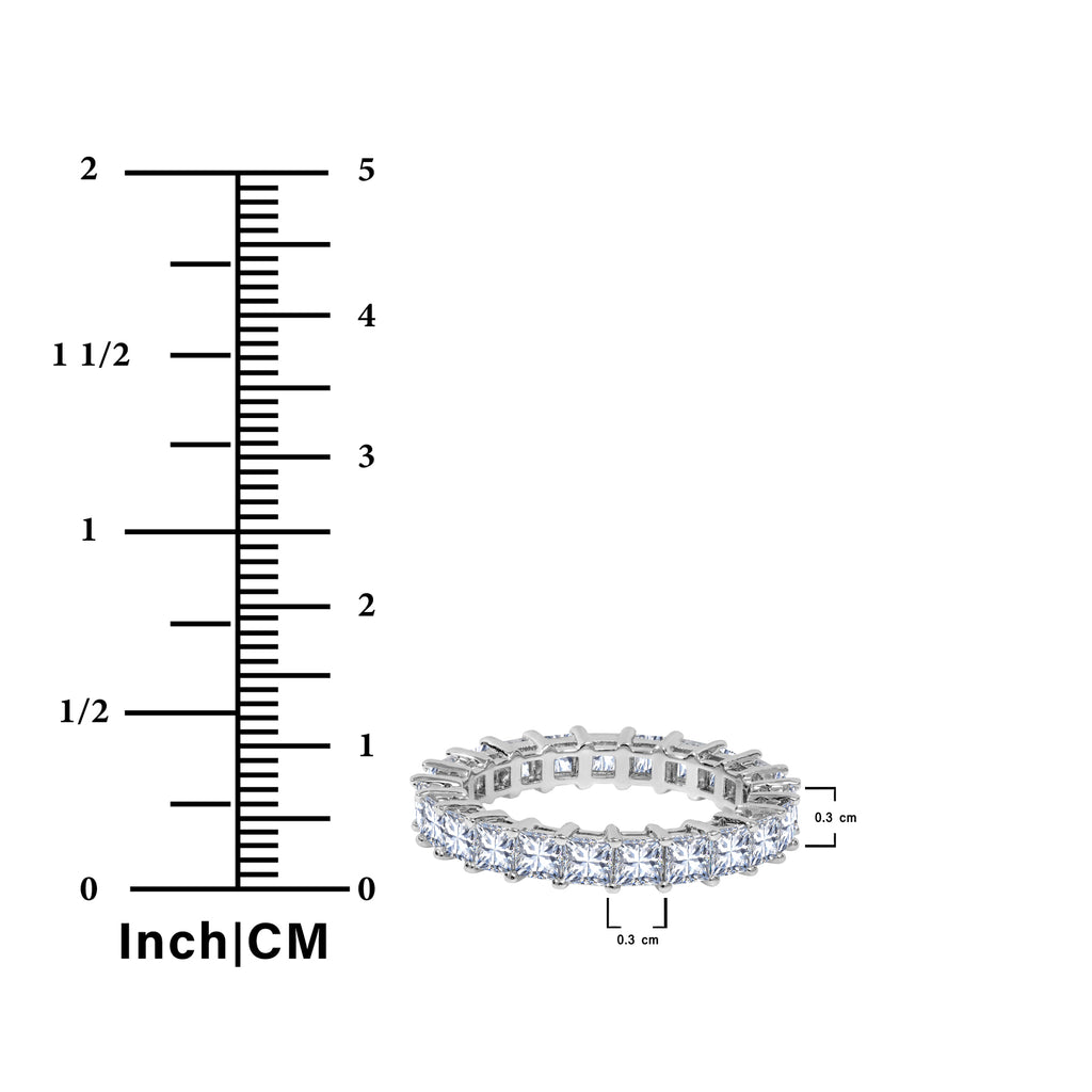 JeenMata 12 Carat Princess Cut June Birthstone - Multicolor Eternity Wedding Band - Alexandrite & Cubic Zirconia Rings in 18K White Gold Plating for Women