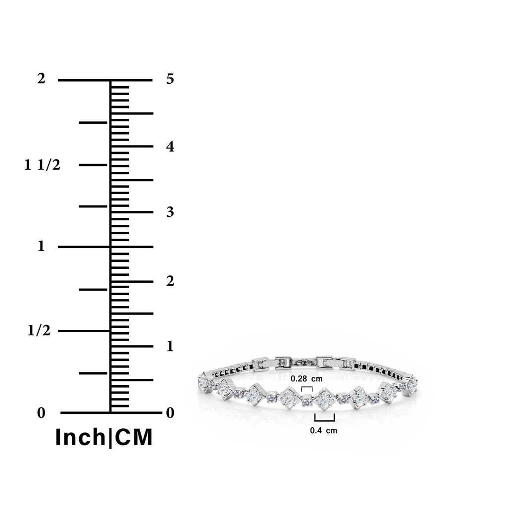 JeenMata 4.5 Carat Round Lab Grown Diamond & Motif Moissanite Bracelet – Elegant Floral Design in 18K White Gold Plating for Women
