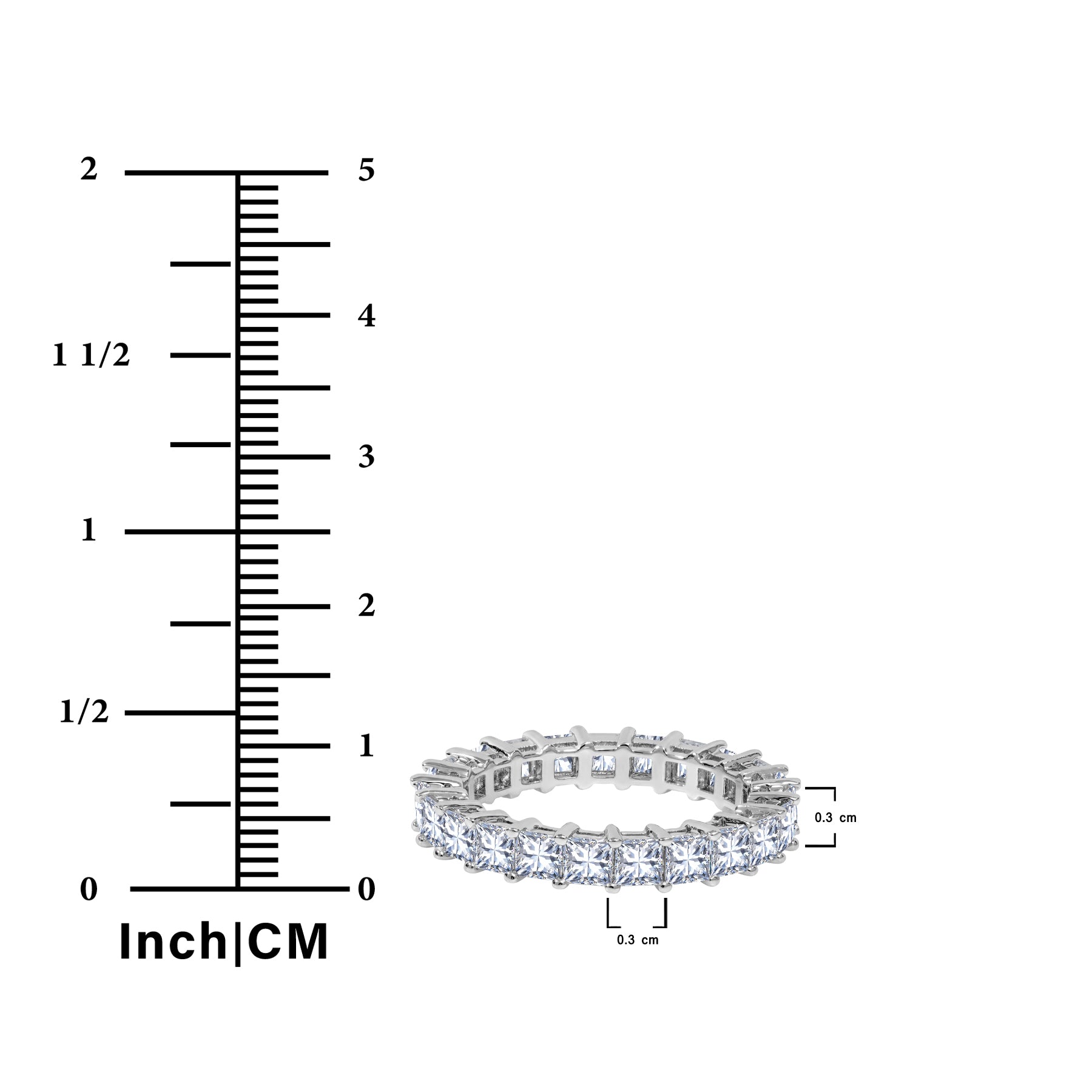 JeenMata 12 Carat Princess Cut February Birthstone - Multicolor Eternity Wedding Band - Amethyst & Cubic Zirconia Rings in 18K White Gold Plating for Women