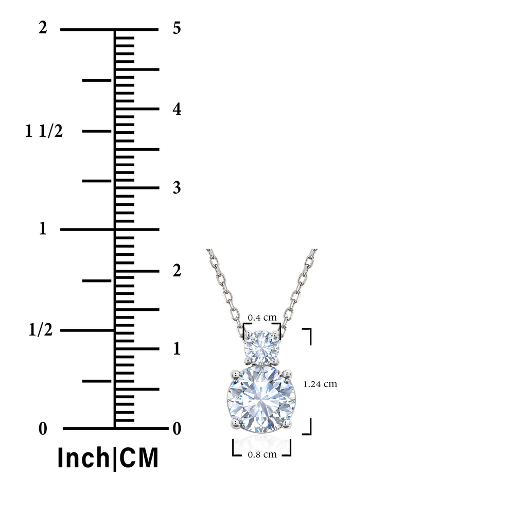 JeenMata 3.75 Carat April Cubic Zirconia Birthstone Necklace - Dangling Round Cut Necklace Pendant in White Gold Plating for Women