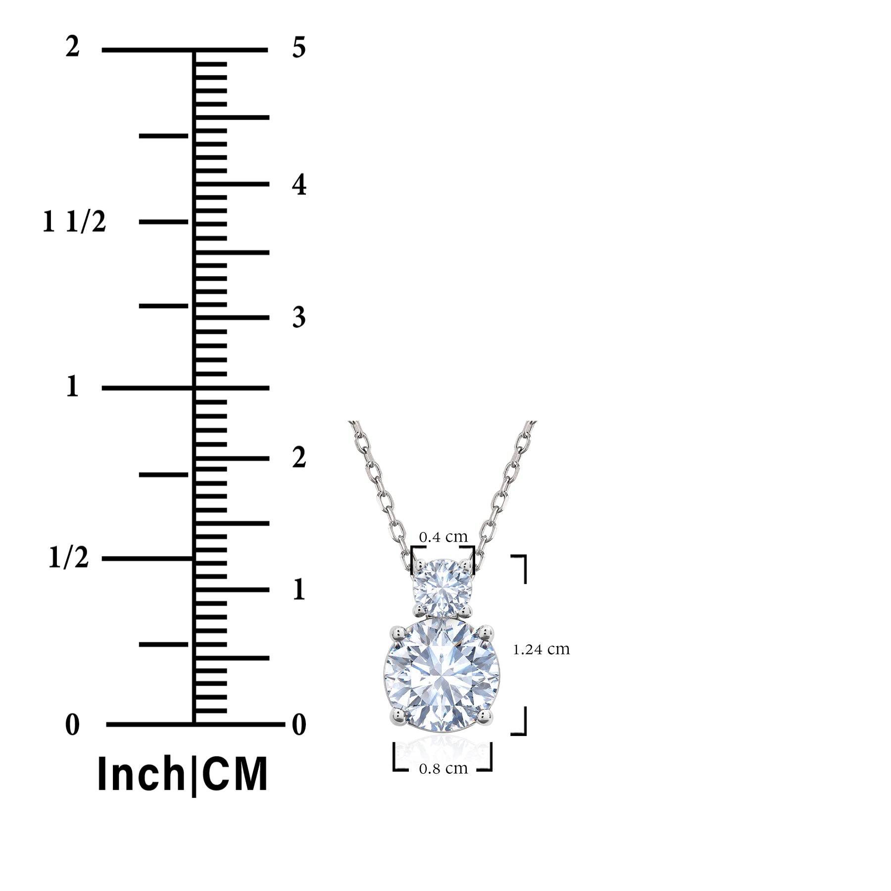 JeenMata 3.75 Carat April Cubic Zirconia Birthstone Necklace - Dangling Round Cut Necklace Pendant in White Gold Plating for Women