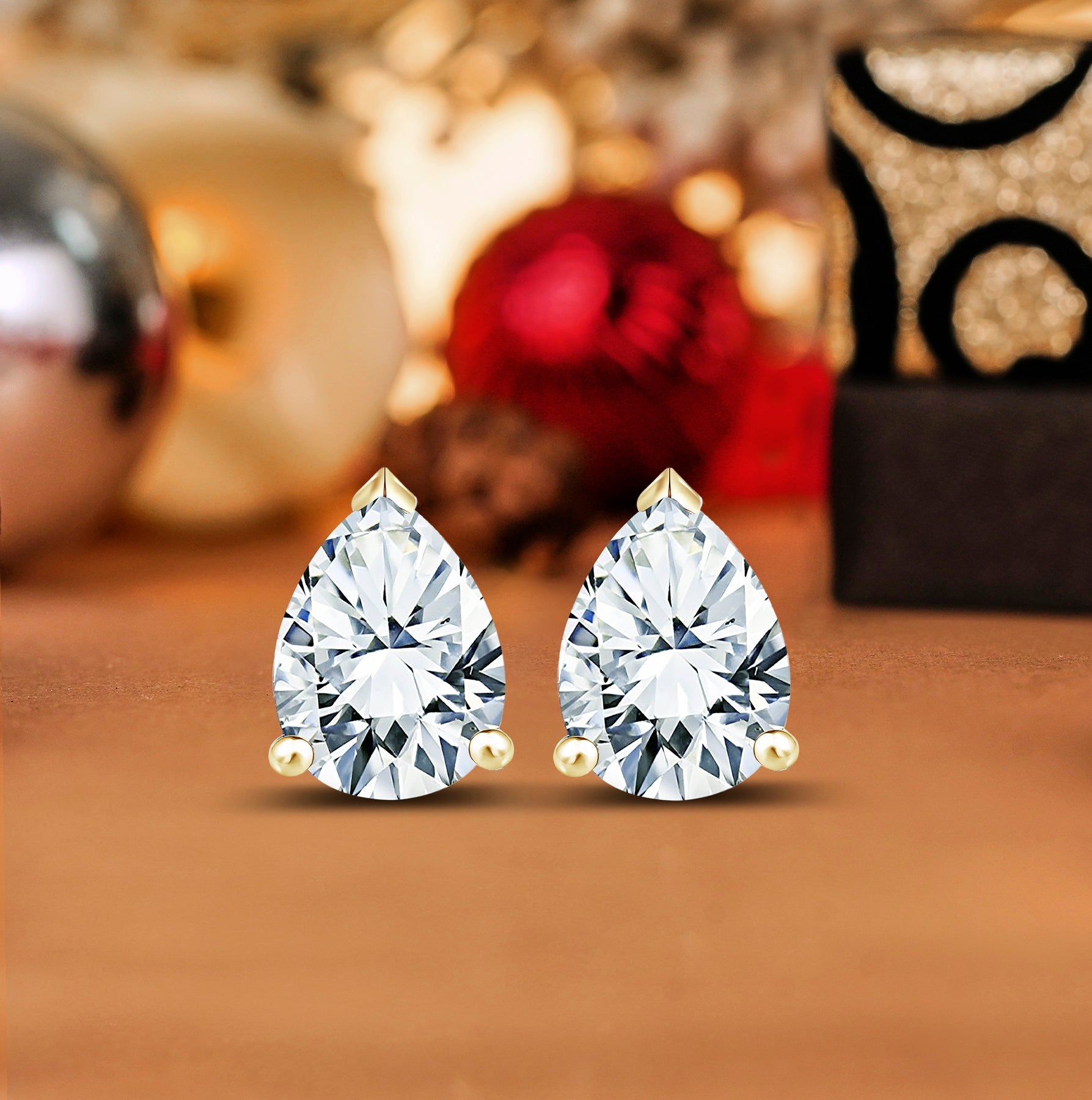 Certified - Minimalist - 0.5 Carat Teardrop Moissanite - Solitaire Stud Earrings - 18K White Gold Plating Over Silver