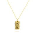 JeenMata Tarot Nceklace - The Tower - Customized Tarot Pendant Jewelry for Unisex in Yellow Gold Plated