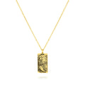 JeenMata Tarot Necklace - The Moon - Customized Tarot Pendant Jewelry for Unisex in Yellow Gold Plated