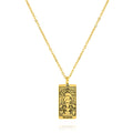 JeenMata Tarot Necklace - The Lovers - Customized Tarot Pendant Jewelry for Unisex in Yellow Gold Plated