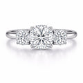 JeenMata 3 Carat Three Stone Round Cut Moissanite Engagement Ring, Classic Brilliance Ring in 18K White Gold Plating for Women