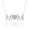 JeenMata MOM Pendant Necklace - Diamond - April Birthstone in 18K White Gold over Silver