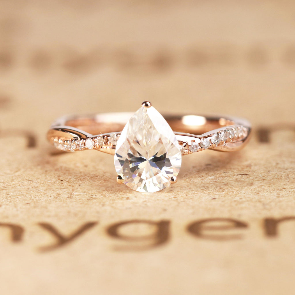 Teardrop 1.75 Carat Moissanite Infinity Engagement Ring