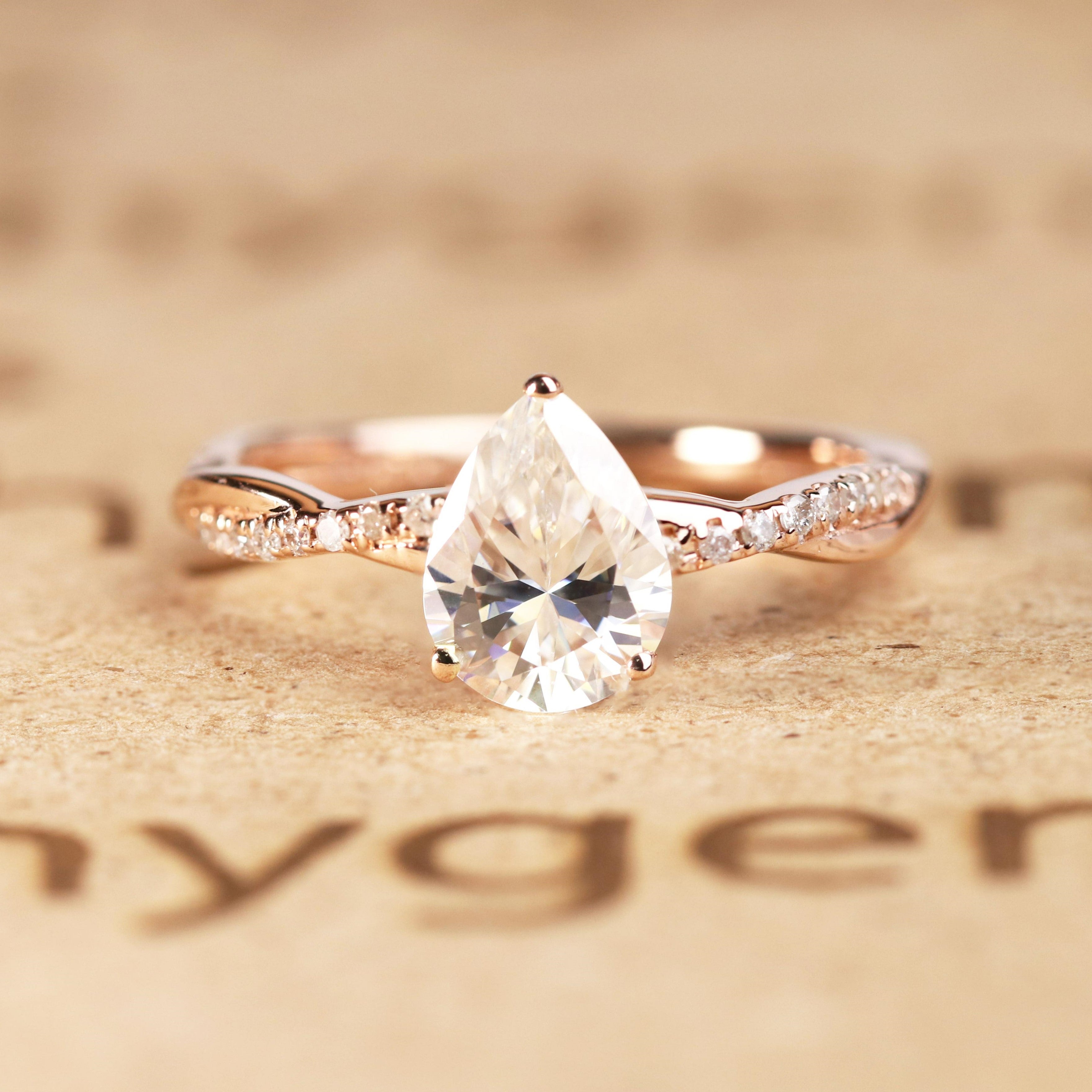 Teardrop 1.75 Carat Moissanite Infinity Engagement Ring