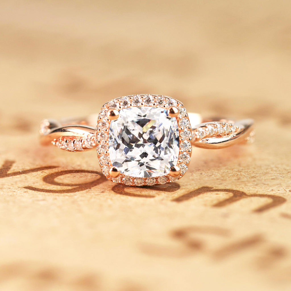 Halo 1.50 Carat Cushion Cut Moissanite Engagement Ring