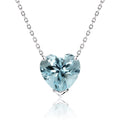 Gorgeous 1 Carat Heart Cut - SWAROVSKI Aquamarine - March Birthstone Pendant Necklace in 18K White Gold Plating over Silver