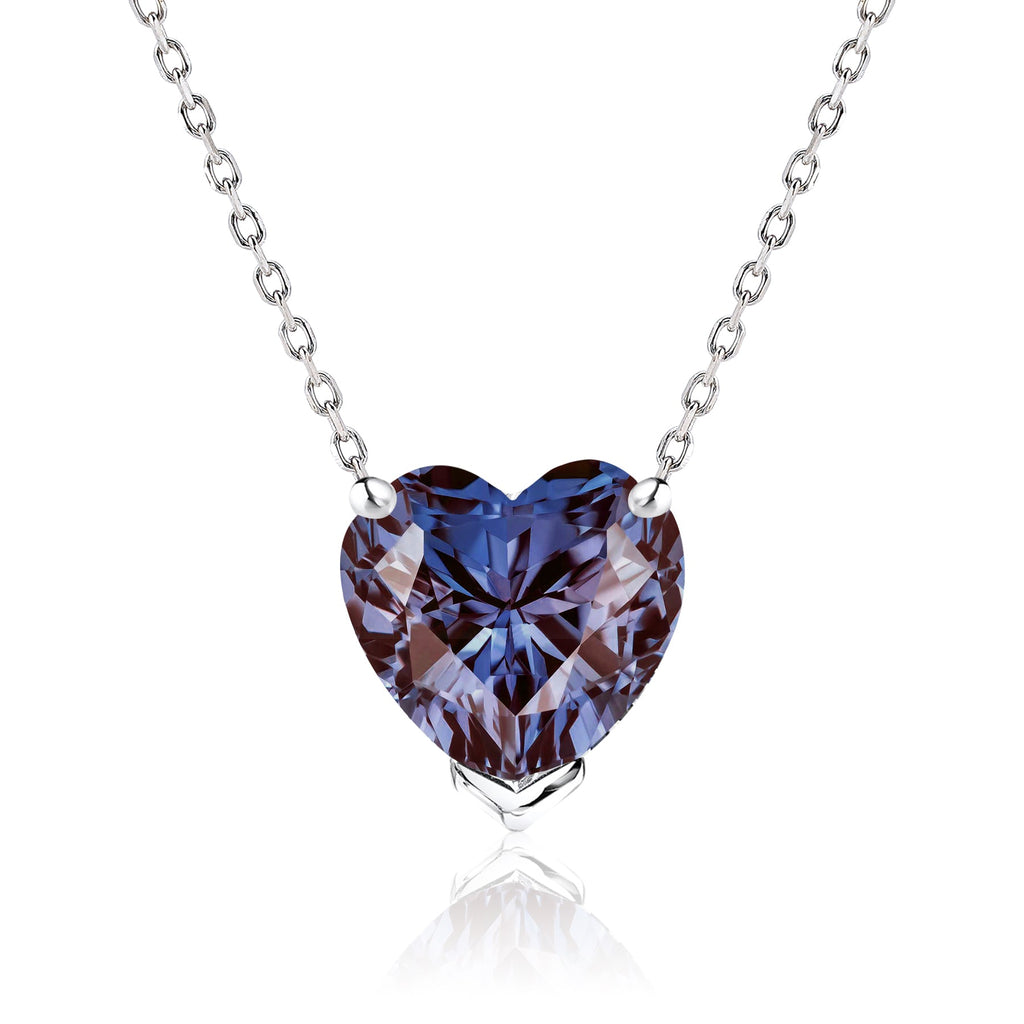 Gorgeous 1 Carat Heart Cut - SWAROVSKI Alexandrite - June Birthstone Pendant Necklace in 18K White Gold Plating over Silver