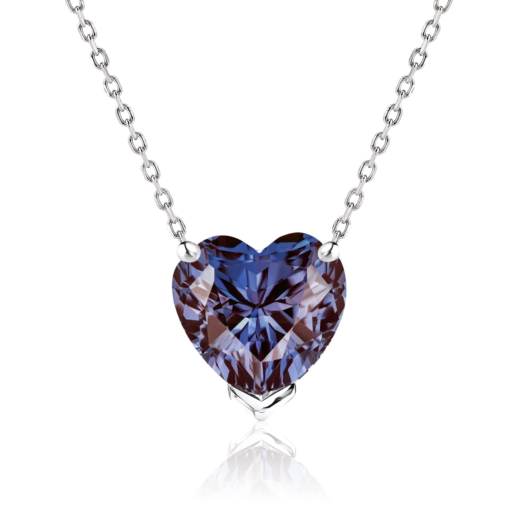 Gorgeous 1 Carat Heart Cut - SWAROVSKI Alexandrite - June Birthstone Pendant Necklace in 18K White Gold Plating over Silver