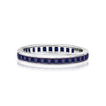 2 Carat Princess Cut June - Alexandrite - Birthstone Channel Set Wedding Band - Eternity Wedding Ring in 18K White Gold Over Silver