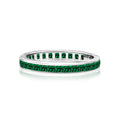 2 Carat Princess Cut May - Emerald - Birthstone Channel Set Wedding Band - Eternity Wedding Ring in 18K White Gold Over Silver