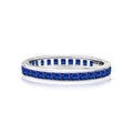 2 Carat Princess Cut September - Blue Sapphire - Birthstone Channel Set Wedding Band - Eternity Wedding Ring in 18K White Gold Over Silver