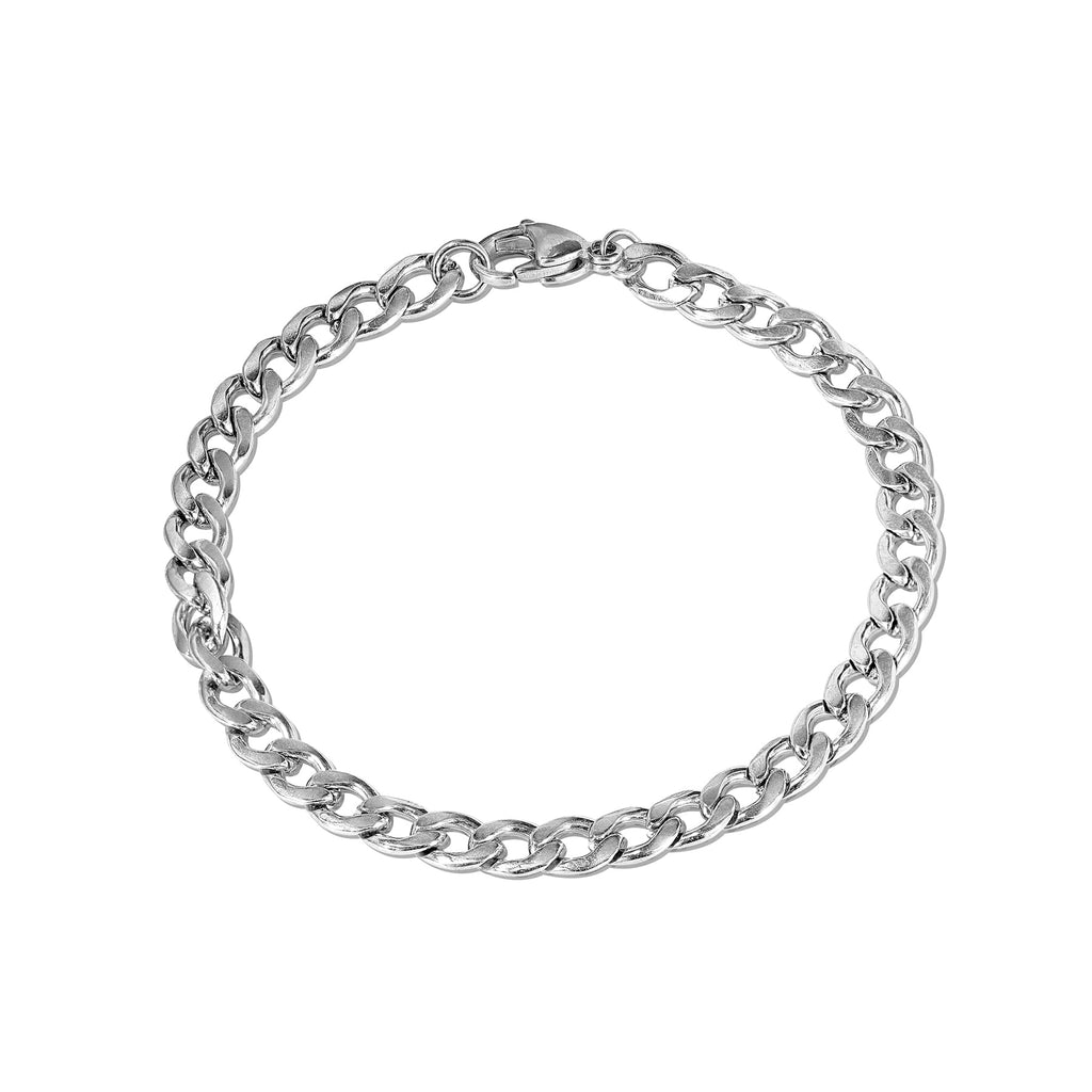 JeenMata 6 mm Flat Curb Chain Bracelet - Minimalist Bracelet - Gift for Husband