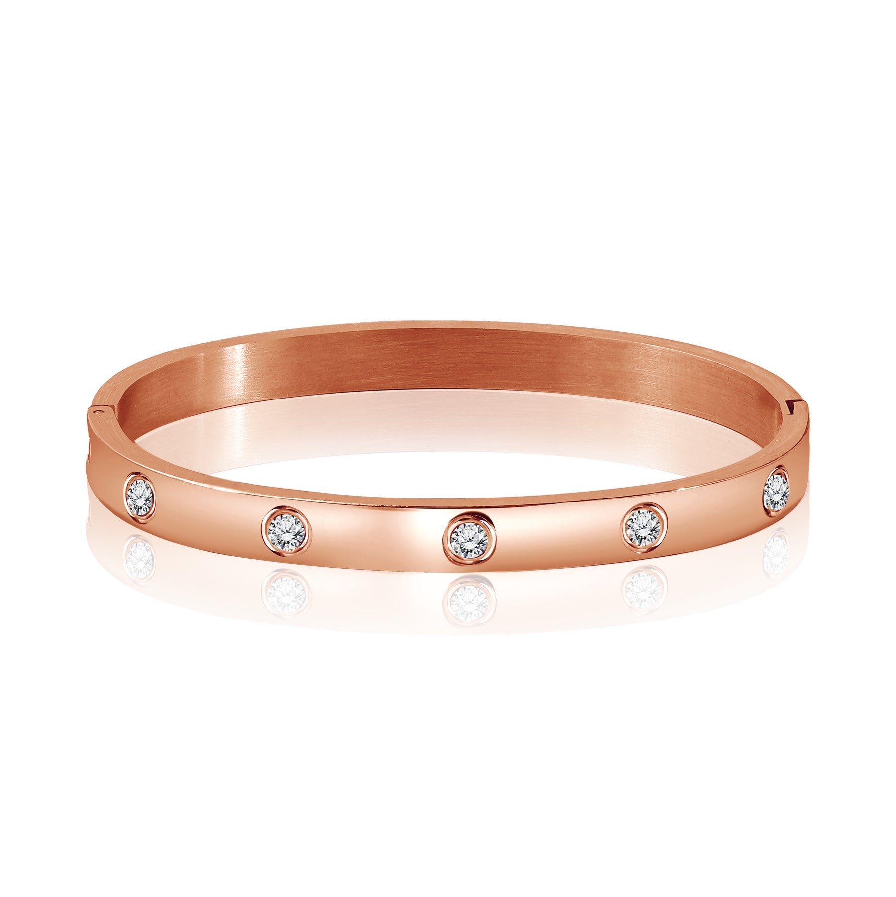 JEENMATA Flush Bezel Bracelet - Stylish Bangle Bracelet Jewelry for Women in White Gold Plating