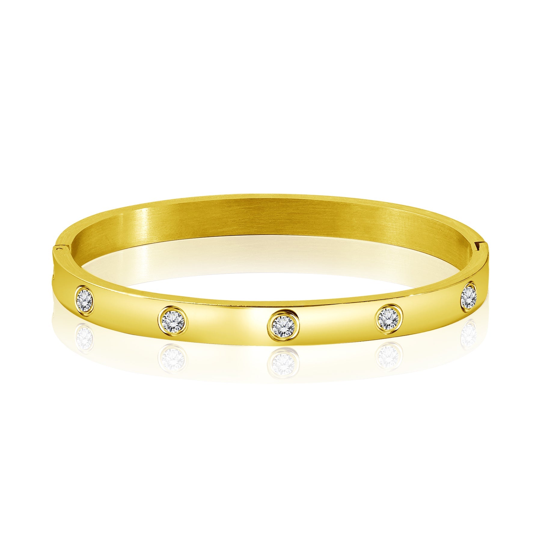 JEENMATA Flush Bezel Bracelet - Stylish Bangle Bracelet Jewelry for Women in White Gold Plating