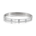JEENMATA Flush Bezel Bracelet - Stylish Bangle Bracelet Jewelry for Women in White Gold Plating