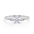 Certified 1.1 CT Round Lab Diamond Three Stone Milgrain Engagement ring