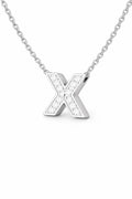 JeenMata Lab Grown Diamond Initial “X” Letter Necklace – Elegant Alphabet Pendant Gift – 18K White Gold Plating for Women