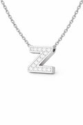 JeenMata Lab Grown Diamond Initial “Z” Letter Necklace – Elegant Alphabet Pendant Gift – 18K White Gold Plating for Women