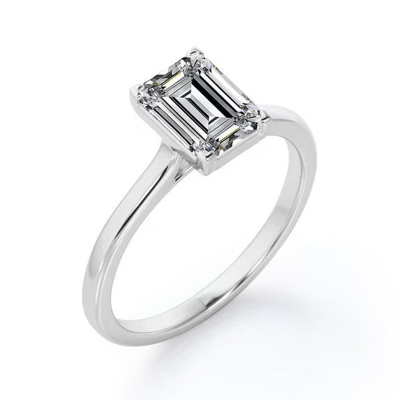 JeenMat Engagement Ring - Prong Setting - Solitaire Promise Ring in 18K White Gold Plating for Women