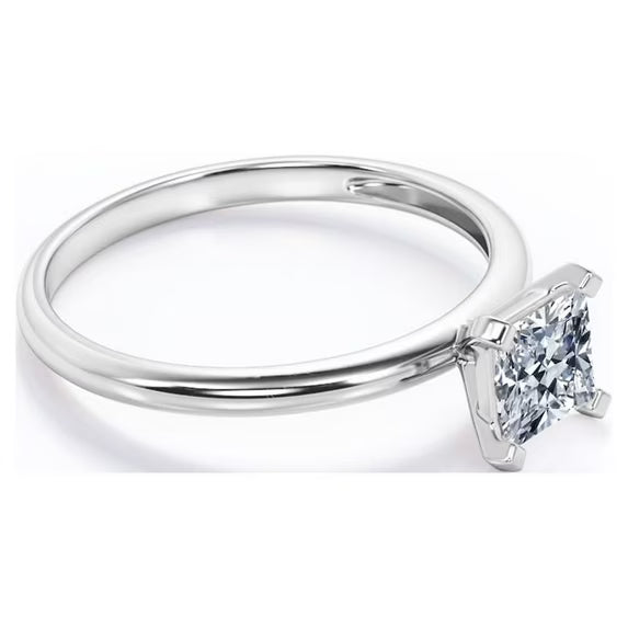 JeenMat Engagement Ring - Prong Setting - Solitaire Promise Ring in 18K White Gold Plating for Women