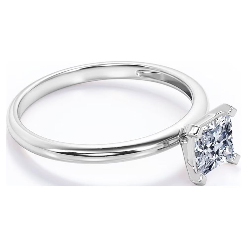 JeenMata 4 Prong - 4 Carat Princess Cut - Solitaire Engagement Ring in 18K White Gold Plating for Women