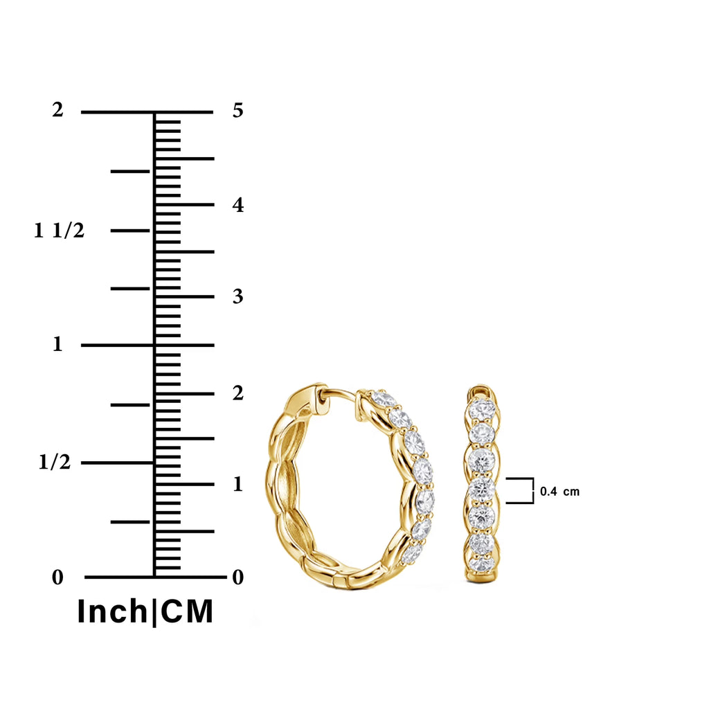 JeenMata Lab Grown Diamond 1.25 Carat Infinity-Inspired Hoop Earrings in 18K Yellow Gold Plating for Women