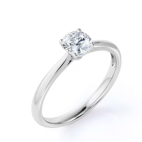 JeenMat Engagement Ring - Prong Setting - Solitaire Promise Ring in 18K White Gold Plating for Women